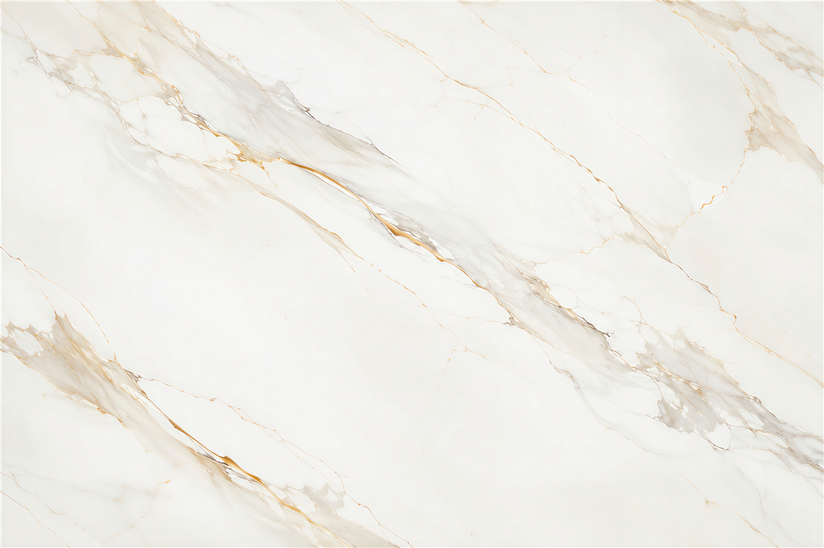 Papier peint marbre blanc avec de délicates veines dorées pour un salon élégant