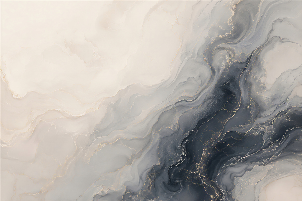 Papier peint marbre abstrait gris-beige avec un motif fluide élégant