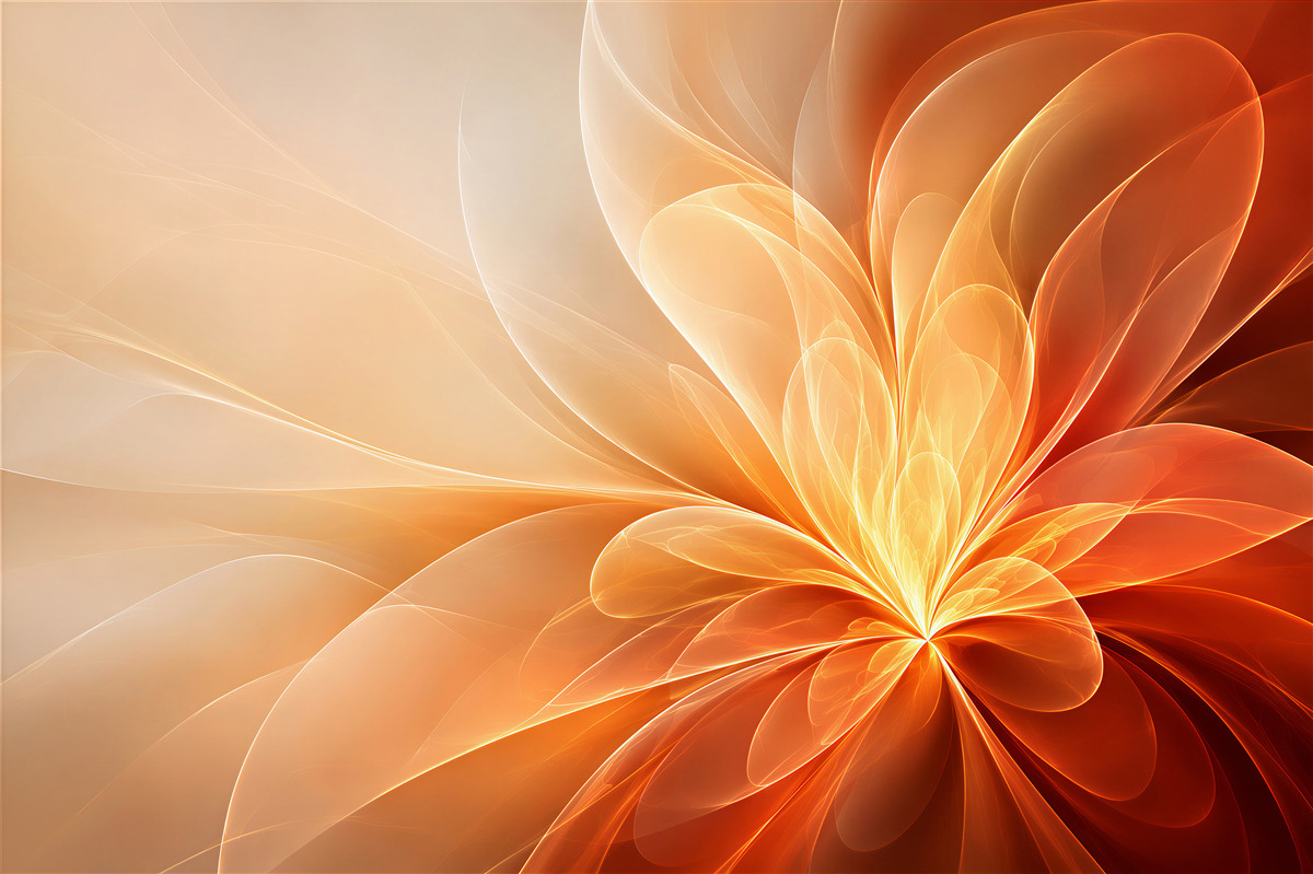 Papier peint fleur abstraite lumineuse orange moderne