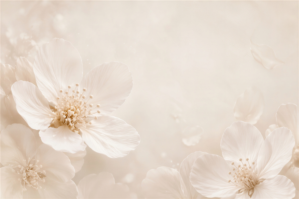 Papier peint fleurs crème dans une douce lumière beige pour la chambre