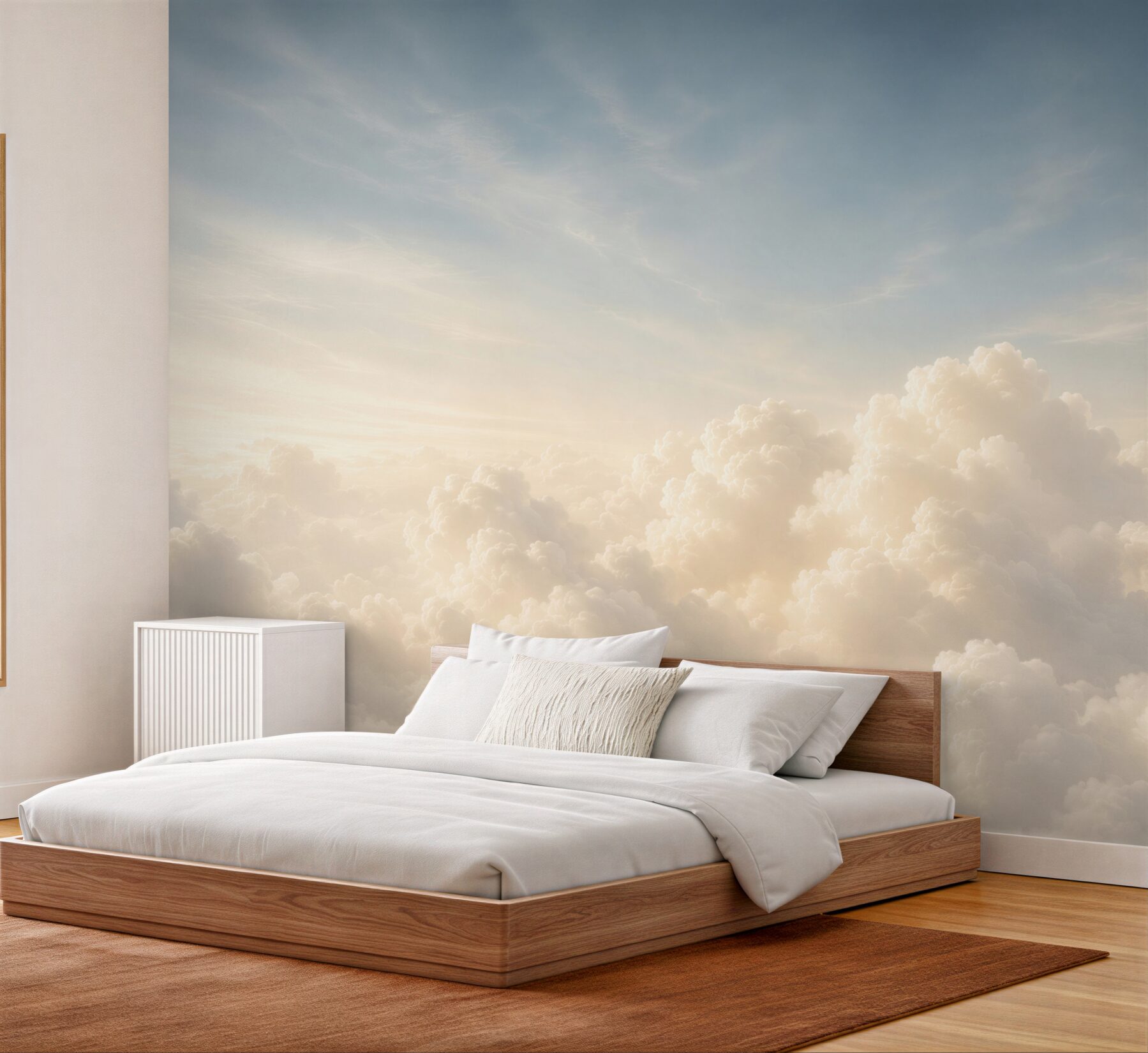 Papier peint nuages blancs dans le ciel bleu calme pour la chambre