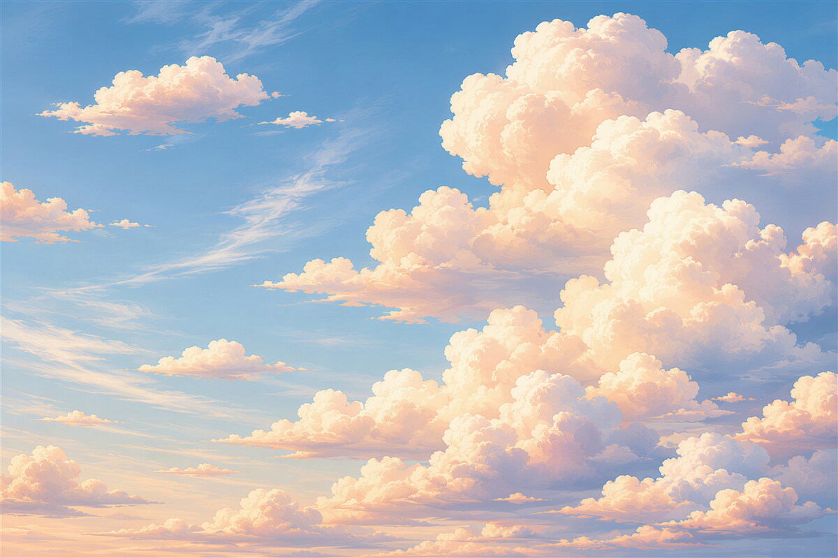 Papier peint nuages pastel dans un ciel bleu pour la chambre