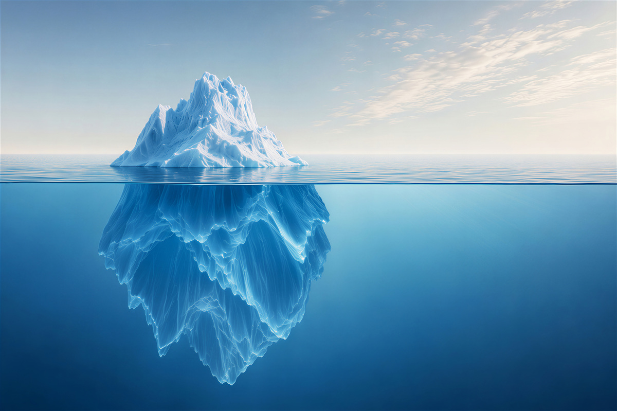 Papier peint iceberg dans l'océan bleu minimaliste