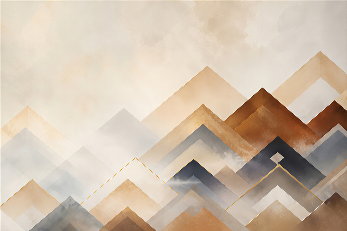 Papier peint sommets géométriques abstraits beige brun modernes