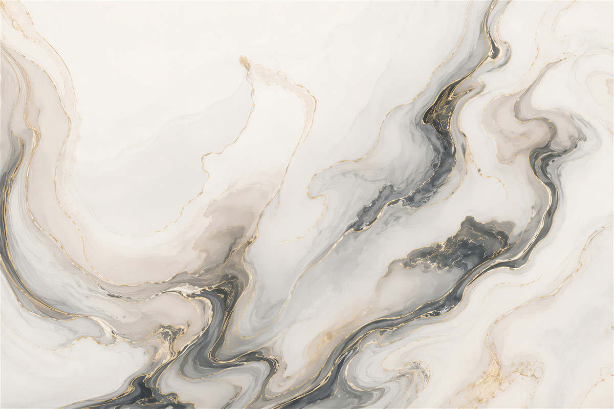 Papier peint marbre abstrait blanc gris avec des veines dorées élégant