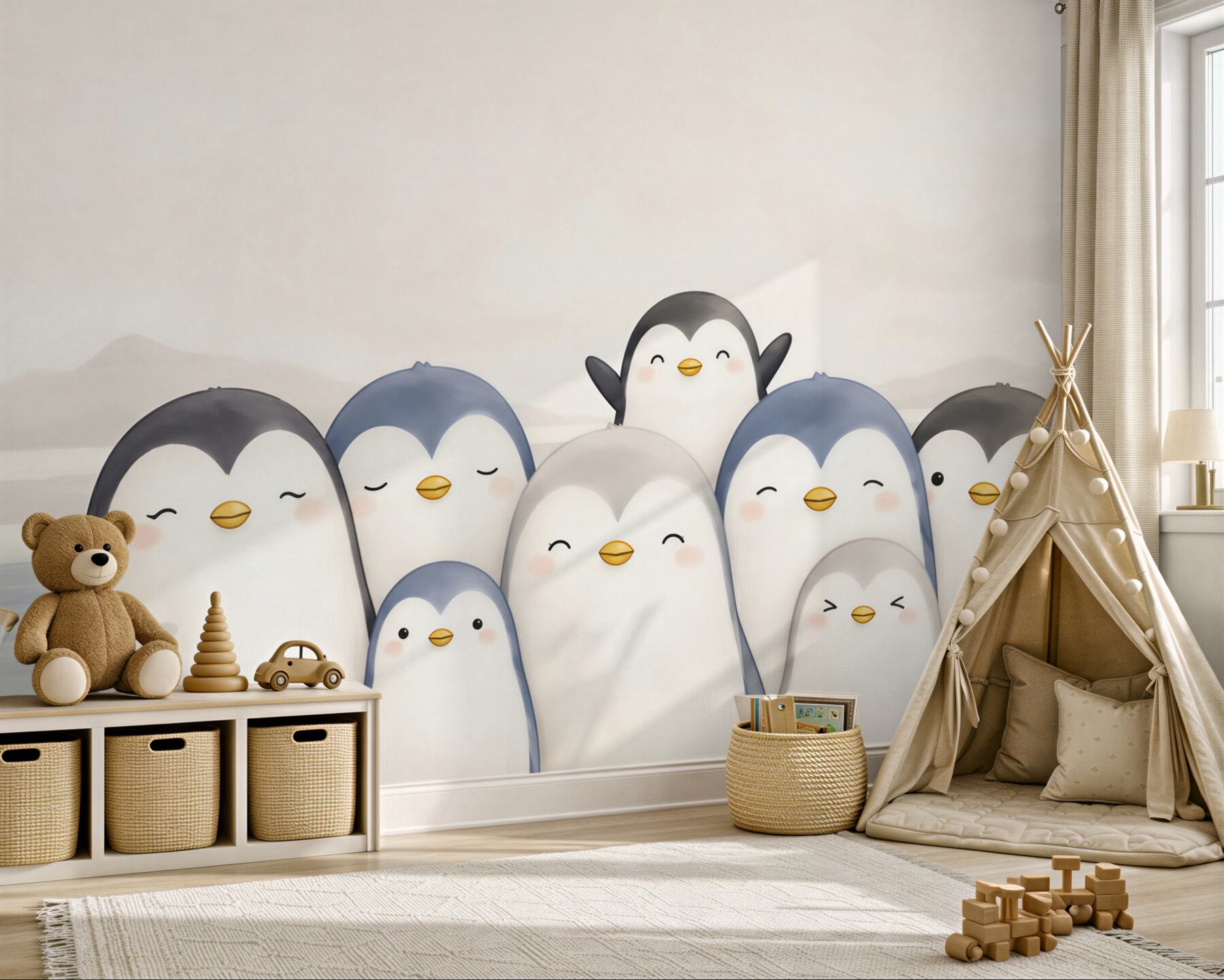 Papier peint pingouins avec ballon