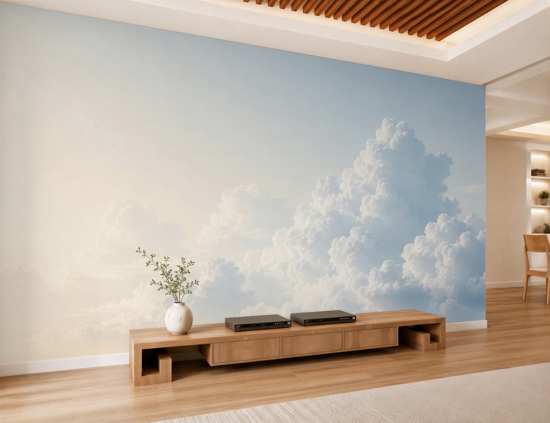 Papier peint nuages blancs duveteux
