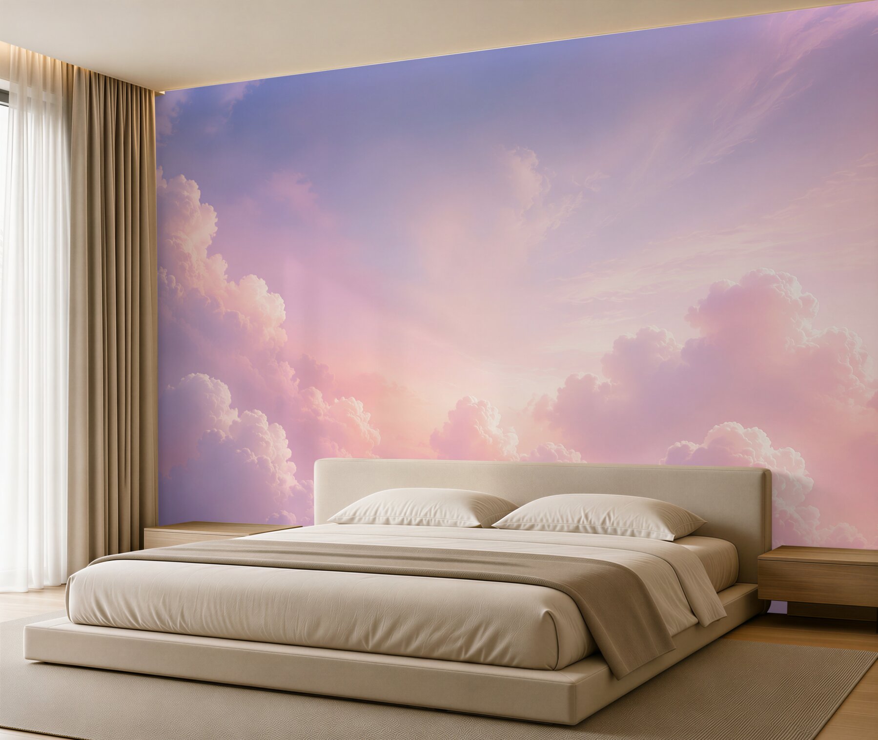 Papier peint nuages roses au coucher du soleil