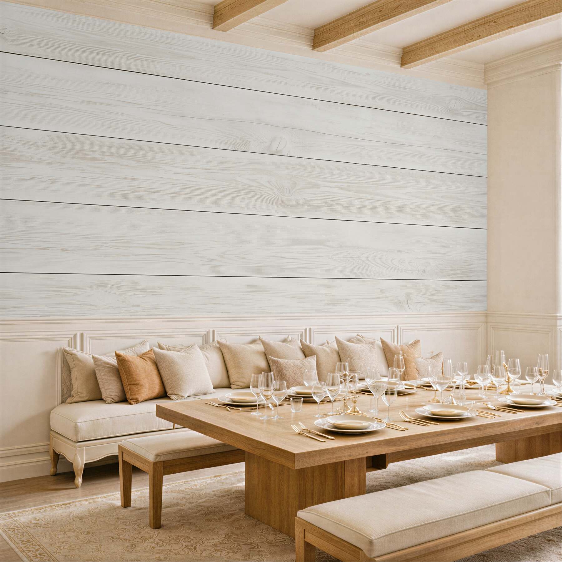 Papier peint planche de parquet gris clair