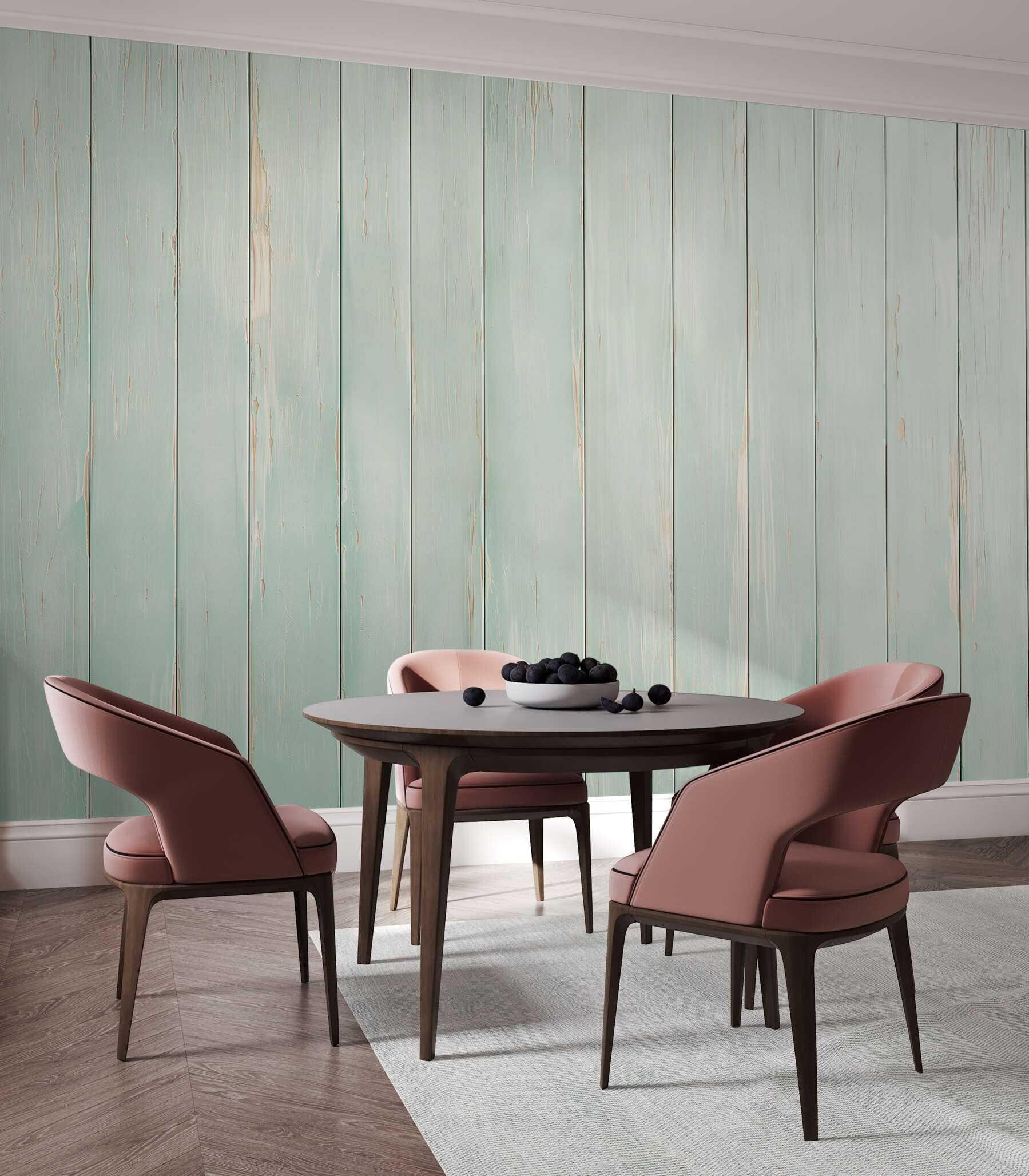 Papier peint vieilles planches peintes en bois de menthe