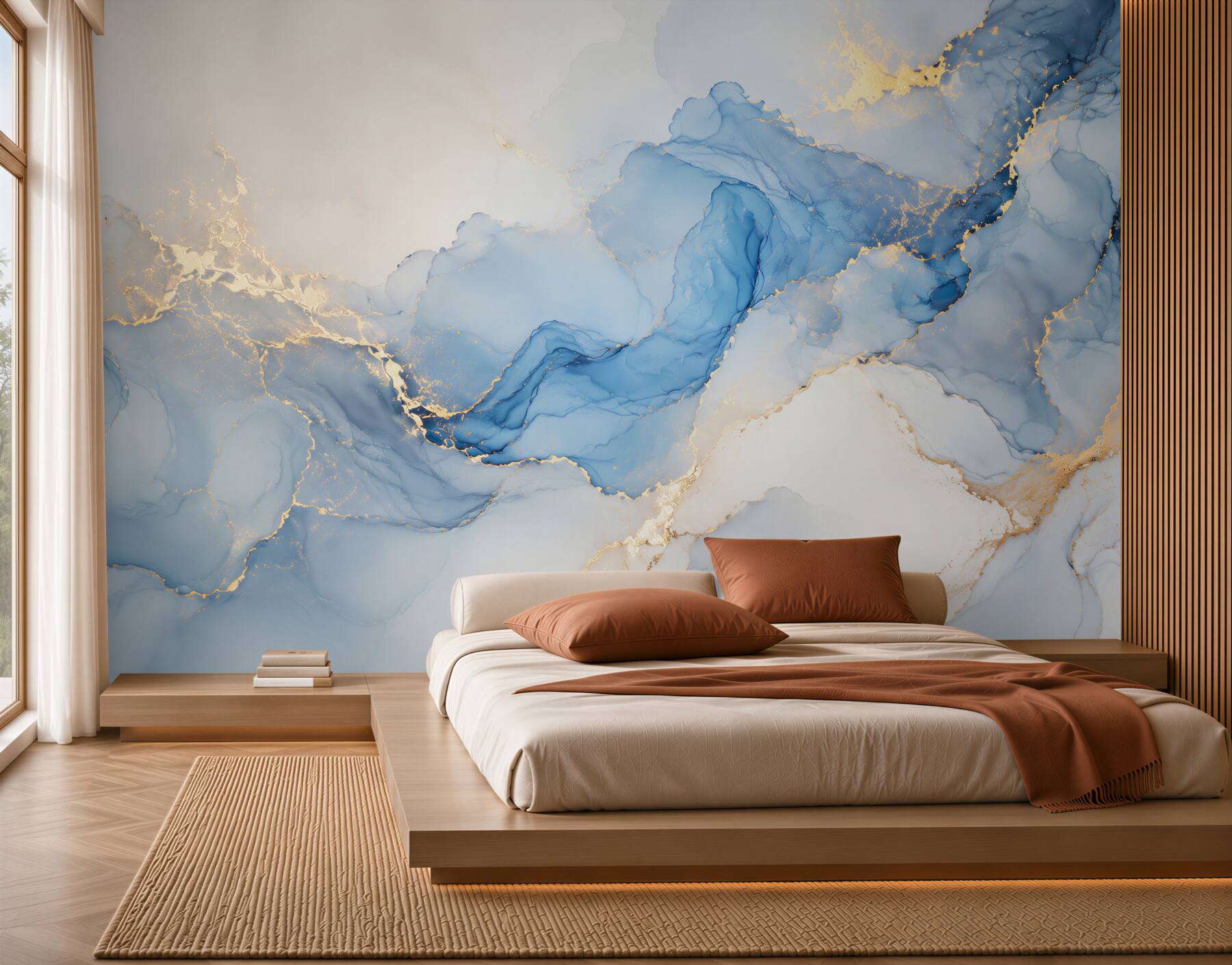 Papier peint fond bleu luxueux
