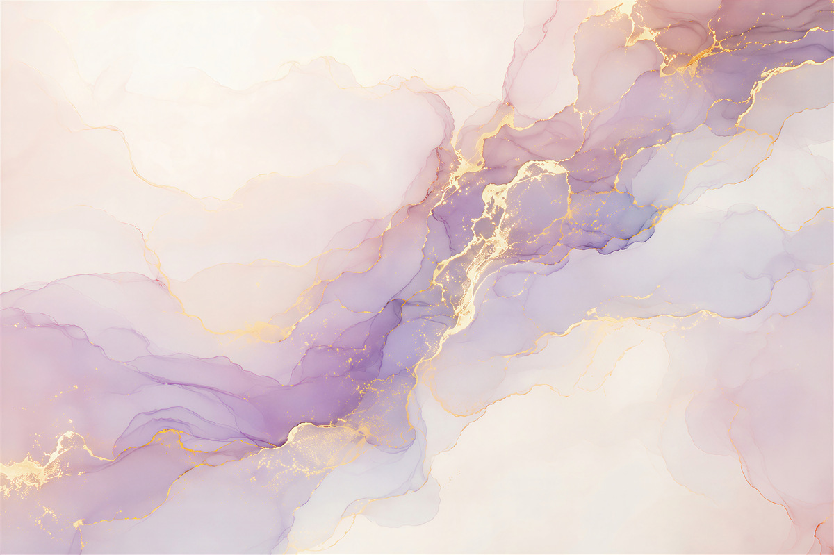 Papier peint lilas liquide avec or