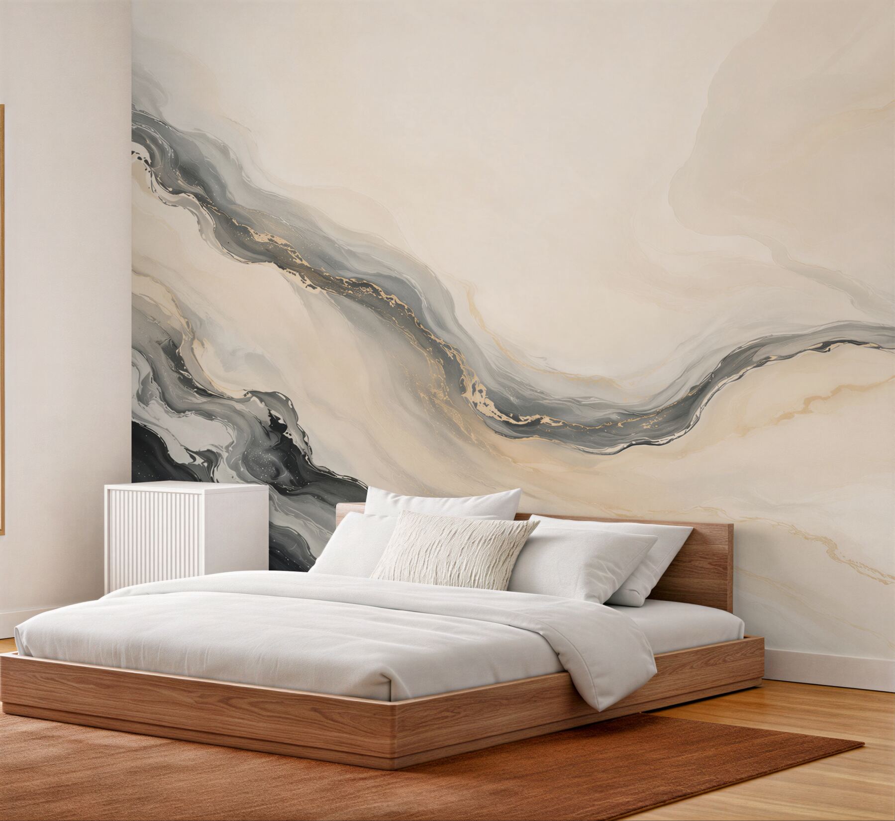 Papier peint fond marbré beige liquide