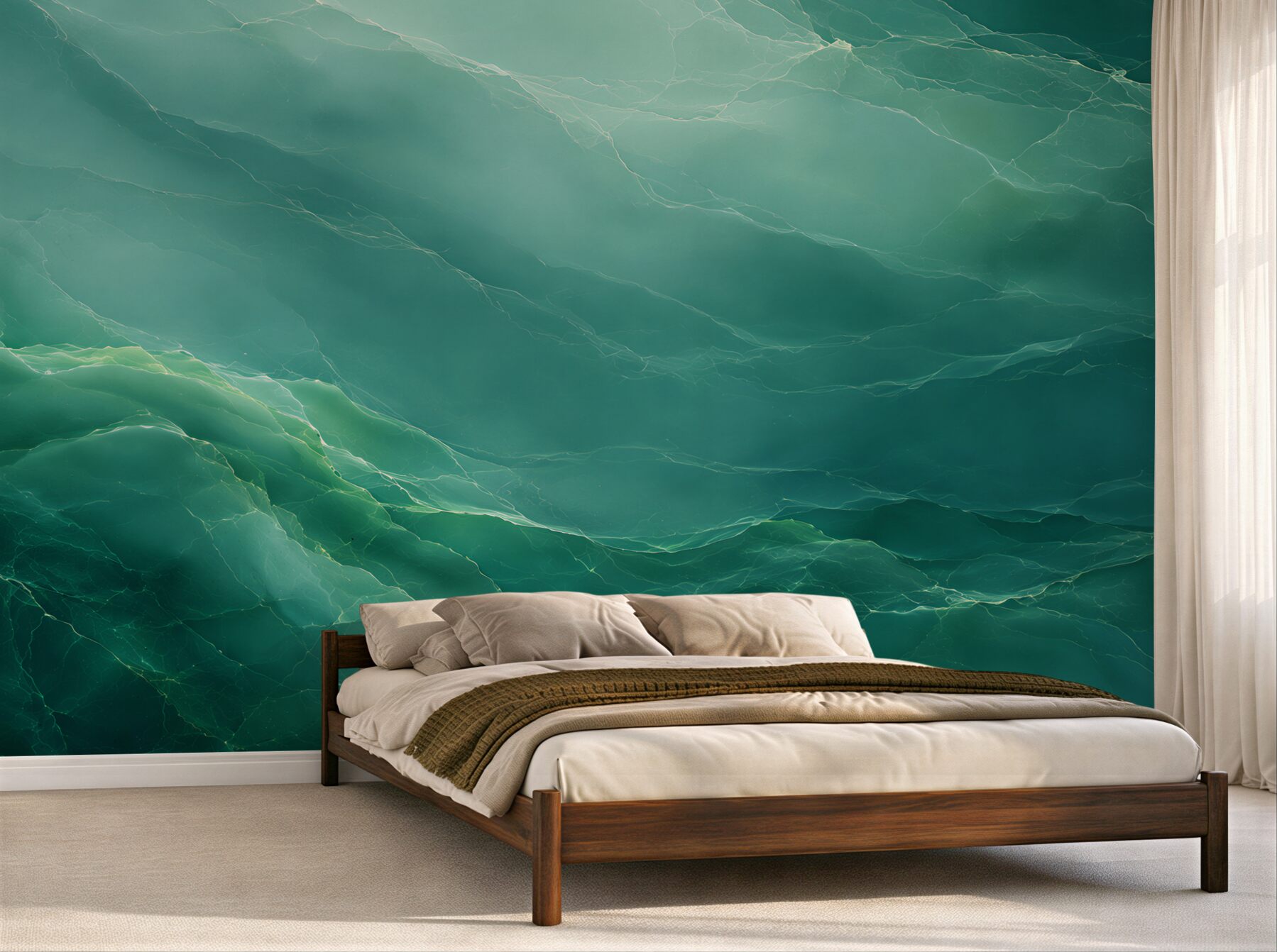 Papier peint marbre vert foncé