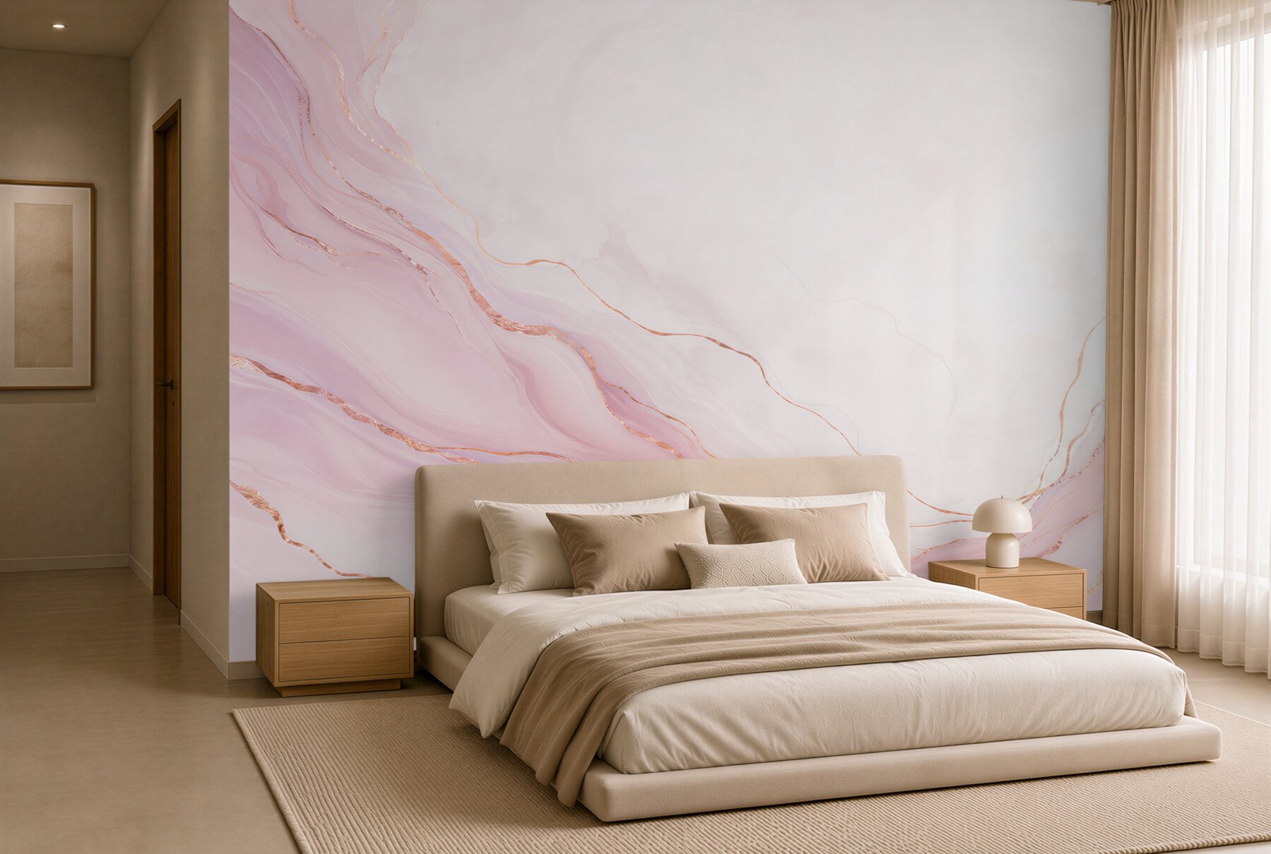 Papier peint marbre rose poussiéreux