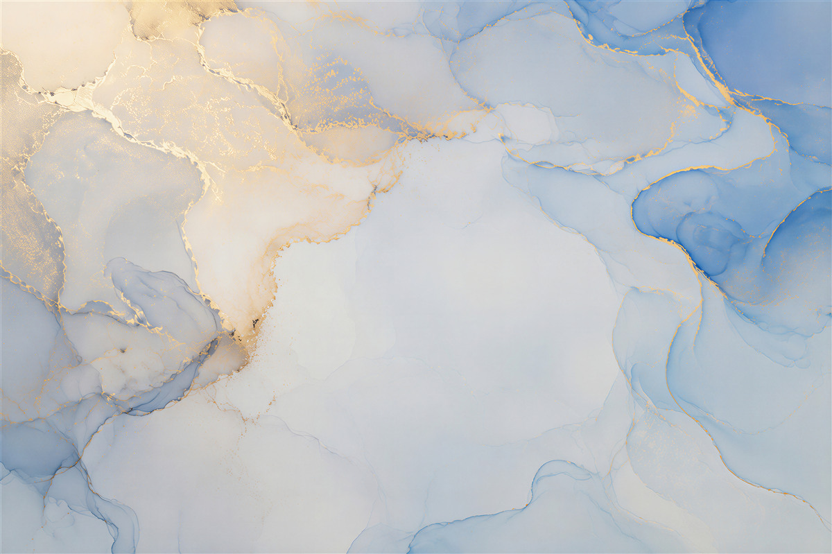Papier peint fluide bleues avec or
