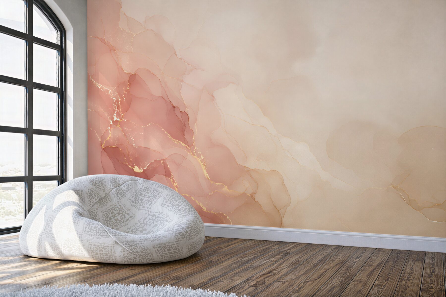 Papier peint ambiance pêche-rose