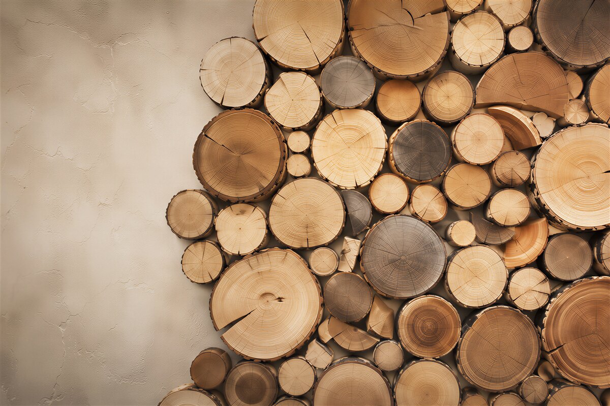 Papier peint tranches de bois multicolores