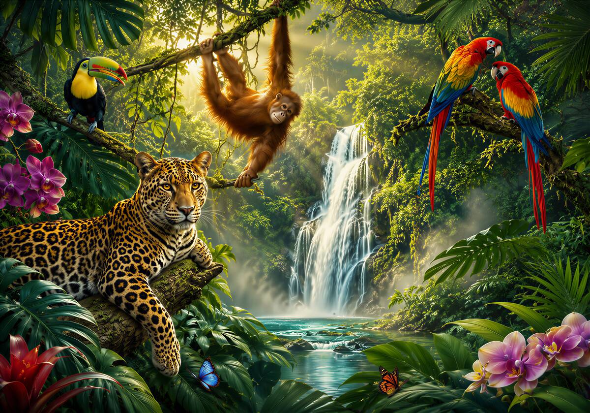 Papier peint habitants de la jungle forestière