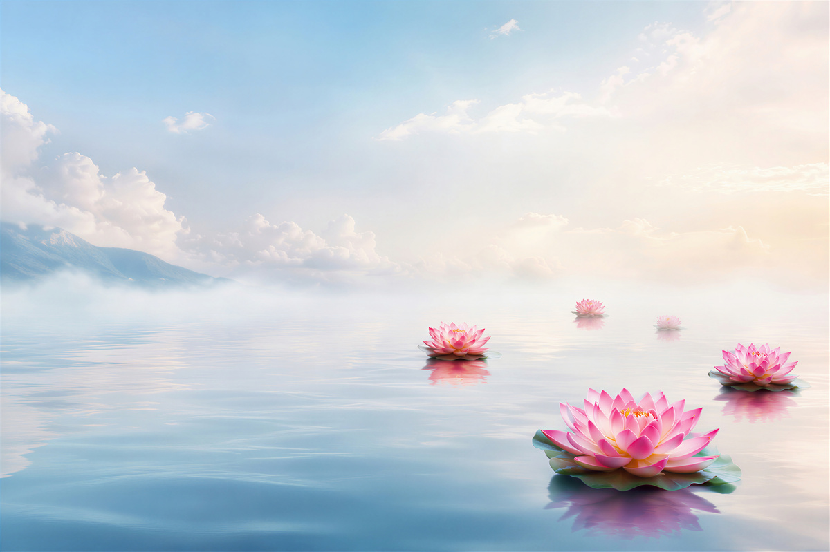 Papier peint lotus violets sur l'eau