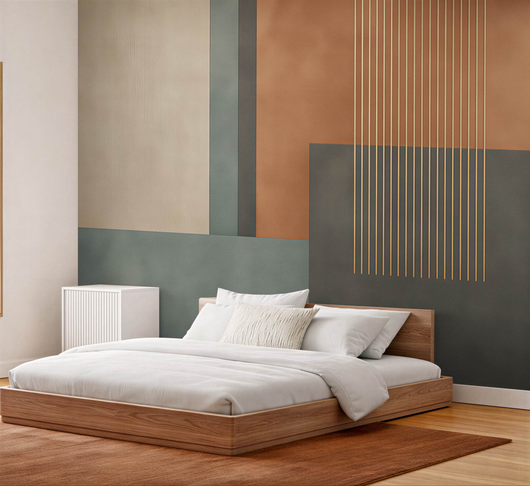 Papier peint rectangles pastel et lignes verticales