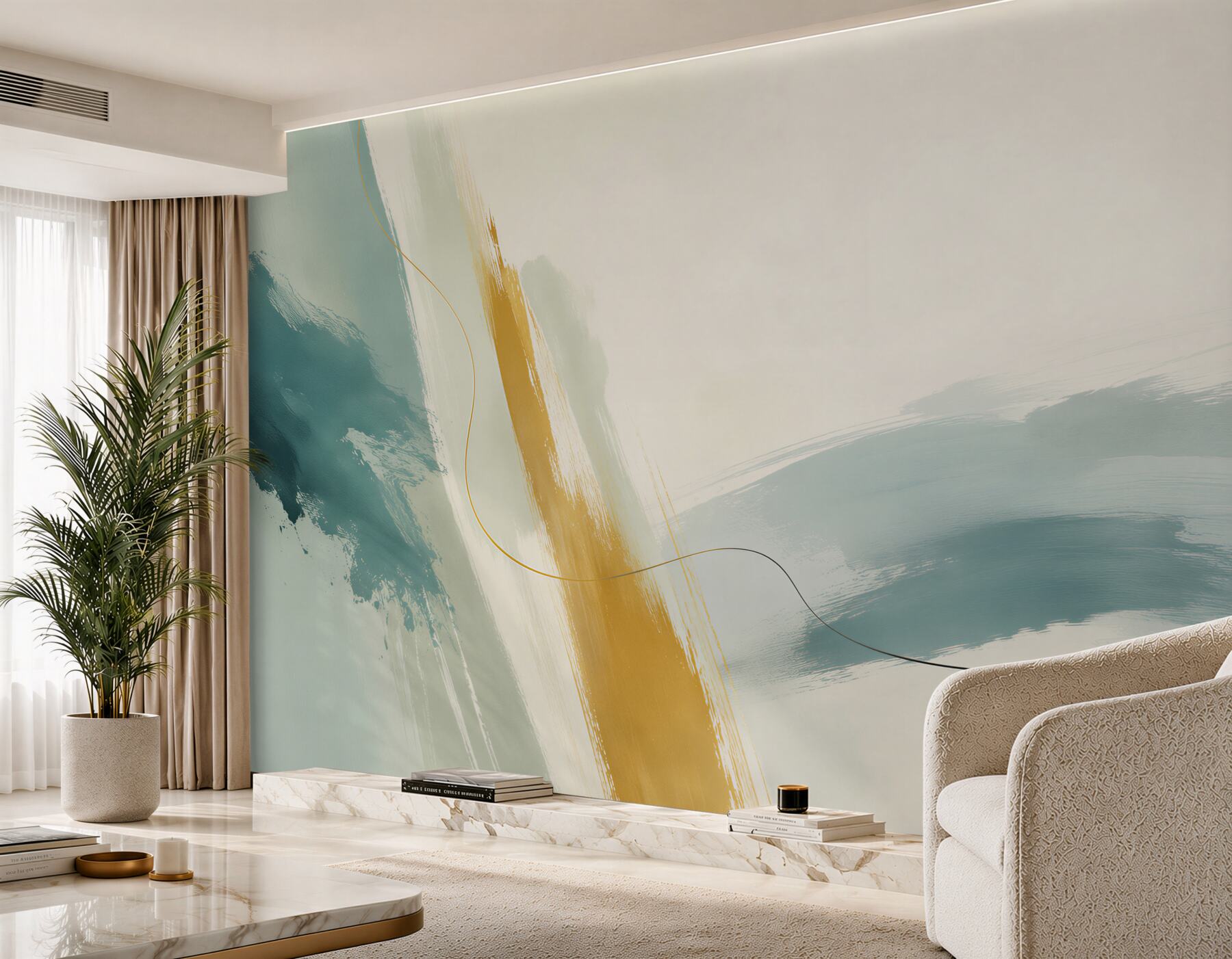 Papier peint abstraction moderne sur fond bleu