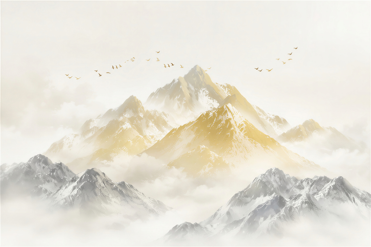 Papier peint sommets dorés des chaînes de montagnes