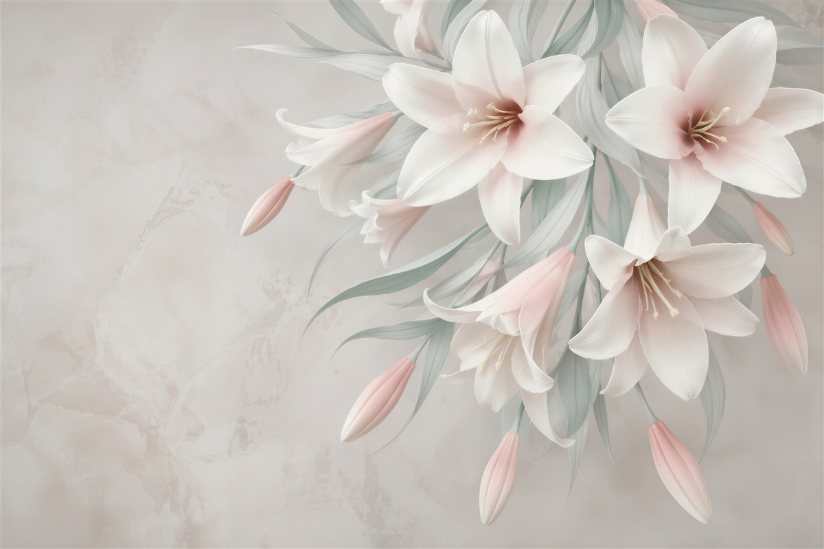 Papier peint bouquet de lys lumineux