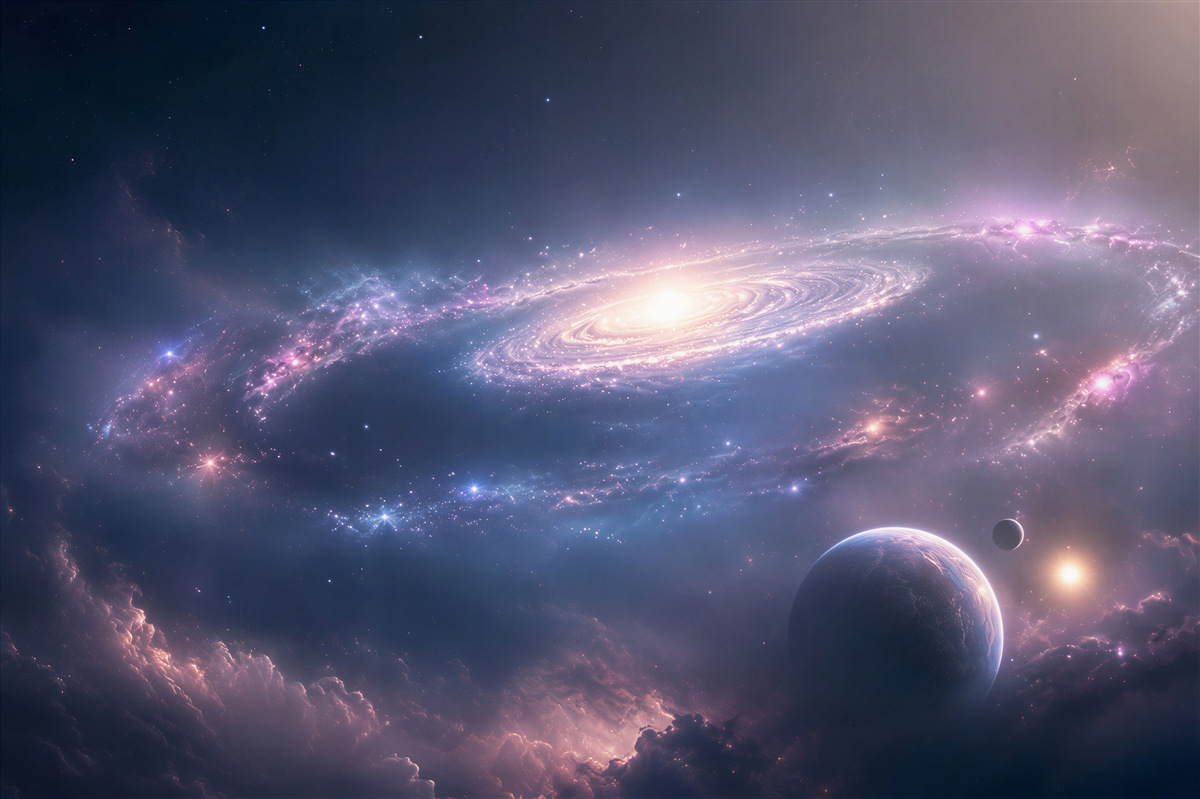 Papier peint système de galaxies autour de soi