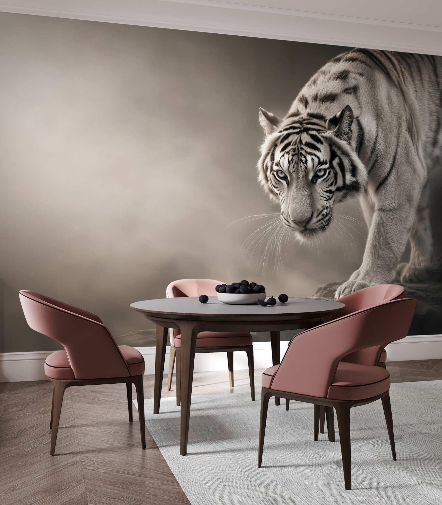 Papier peint tigre tapiro sur fond noir