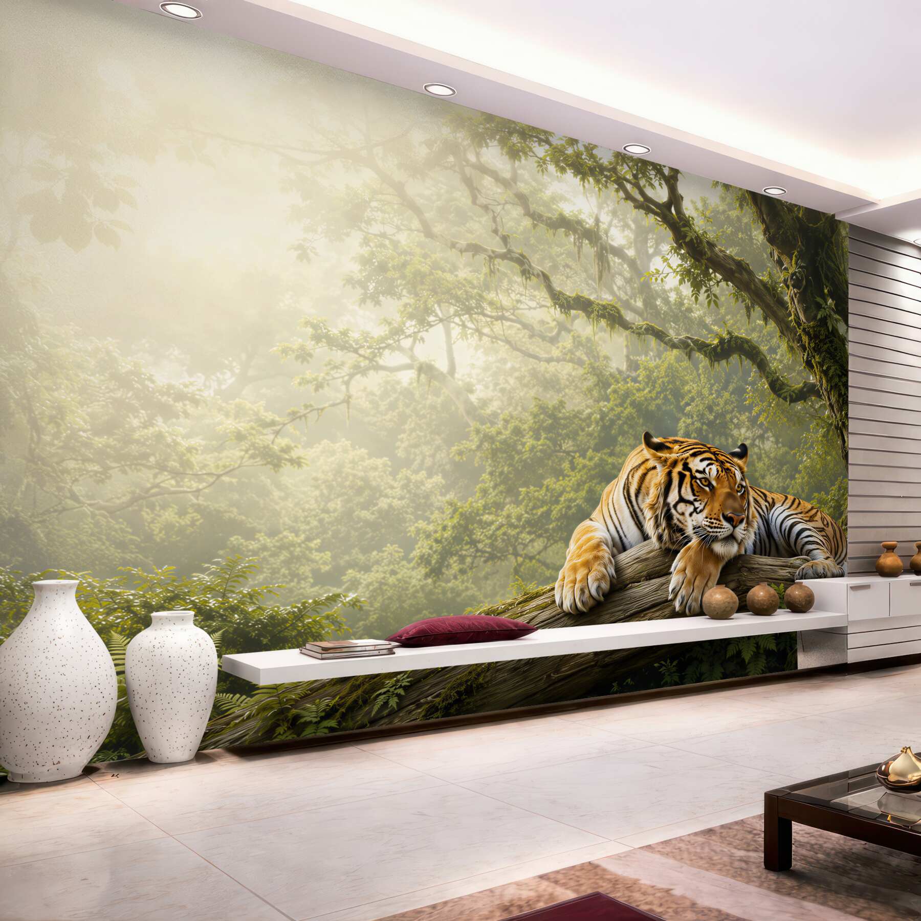 Papier peint tigre en vacances dans la jungle