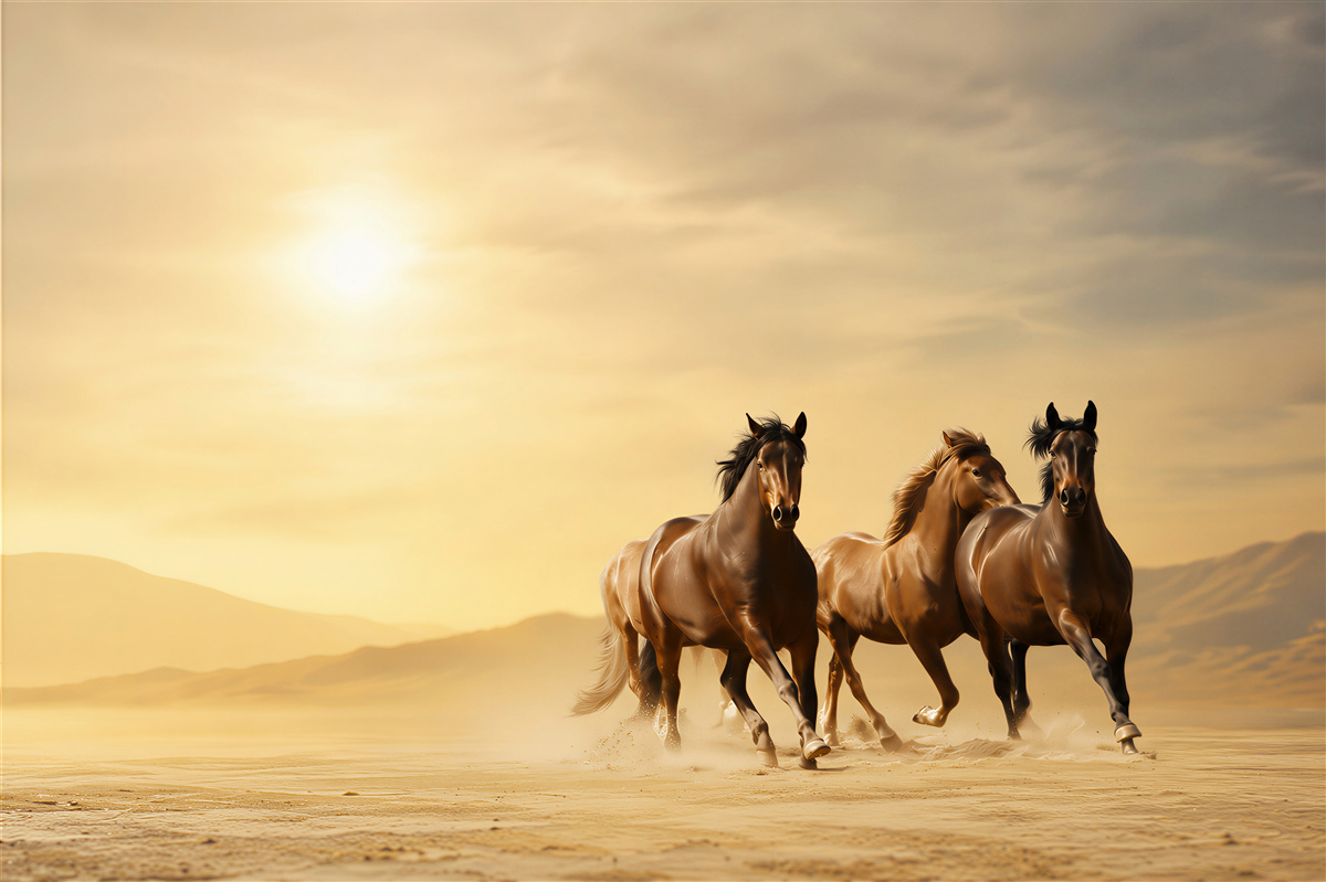 Papier peint chevaux courant vers l'ouest