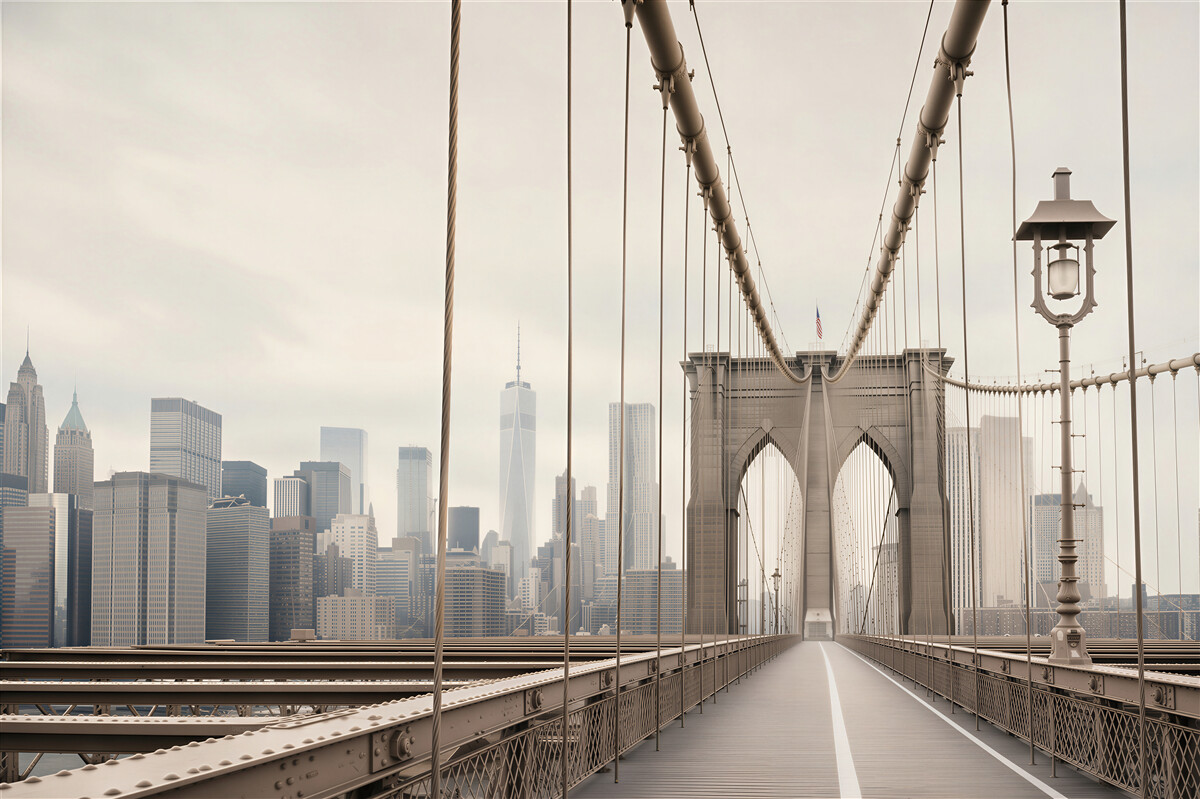 Papier peint Pont de Brooklyn en noir et blanc