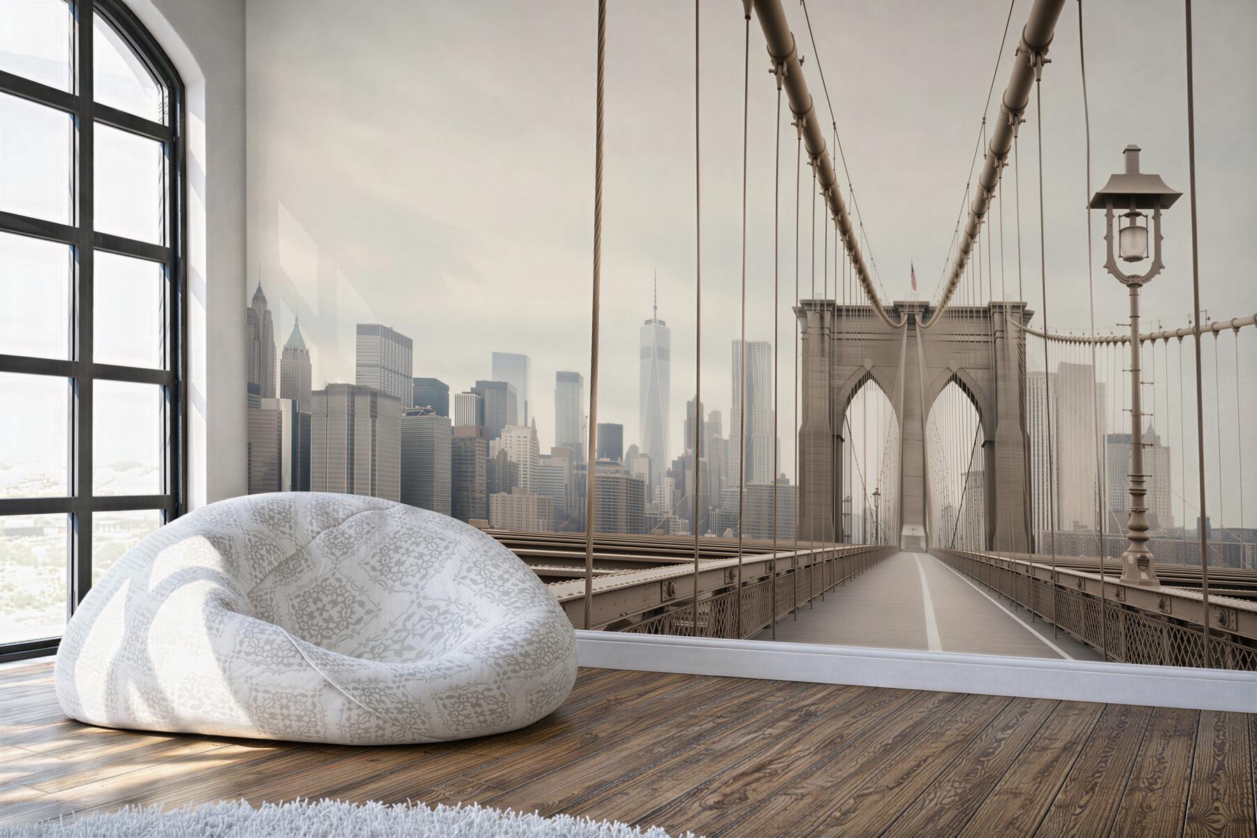 Papier peint Pont de Brooklyn en noir et blanc