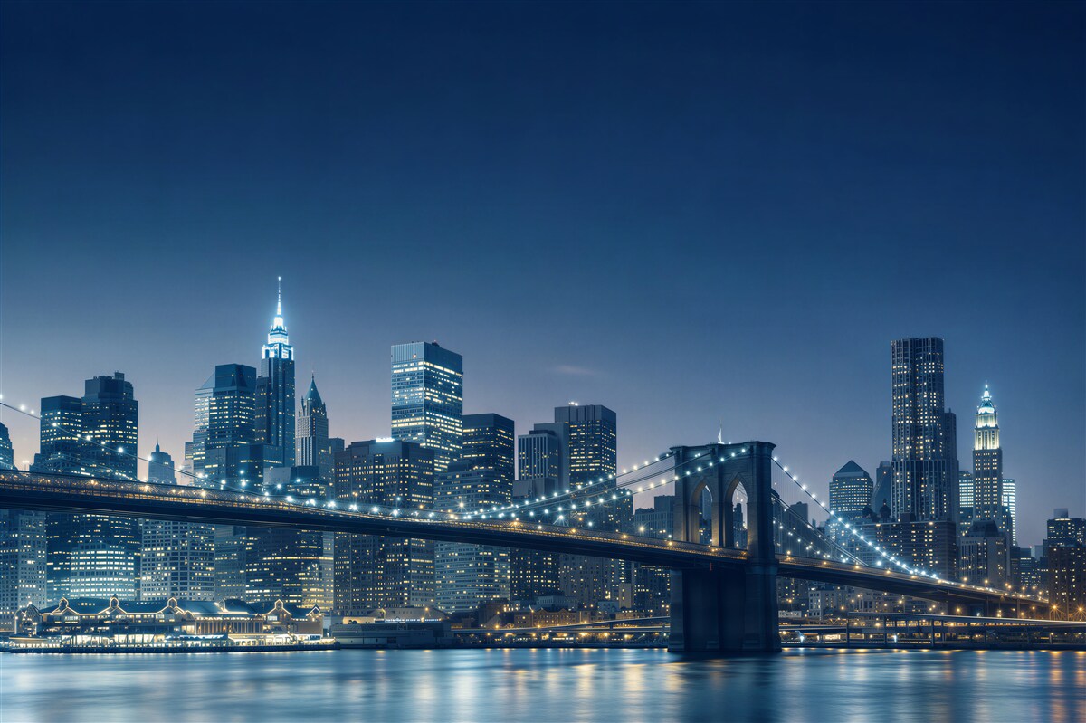 Papier peint Pont de Brooklyn la nuit