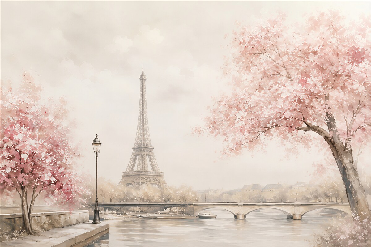Papier peint couple admirant la Tour Eiffel