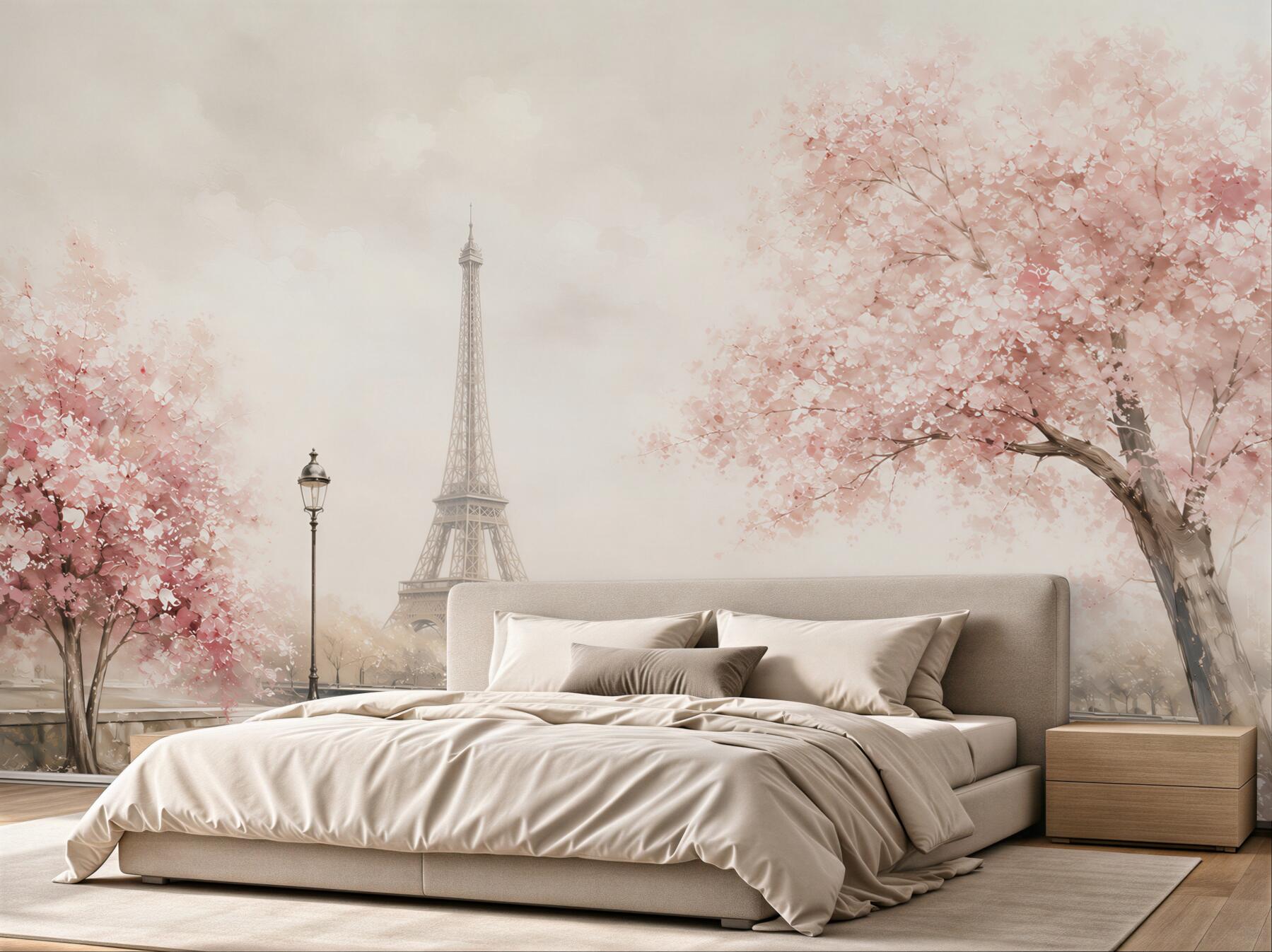 Papier peint couple admirant la Tour Eiffel