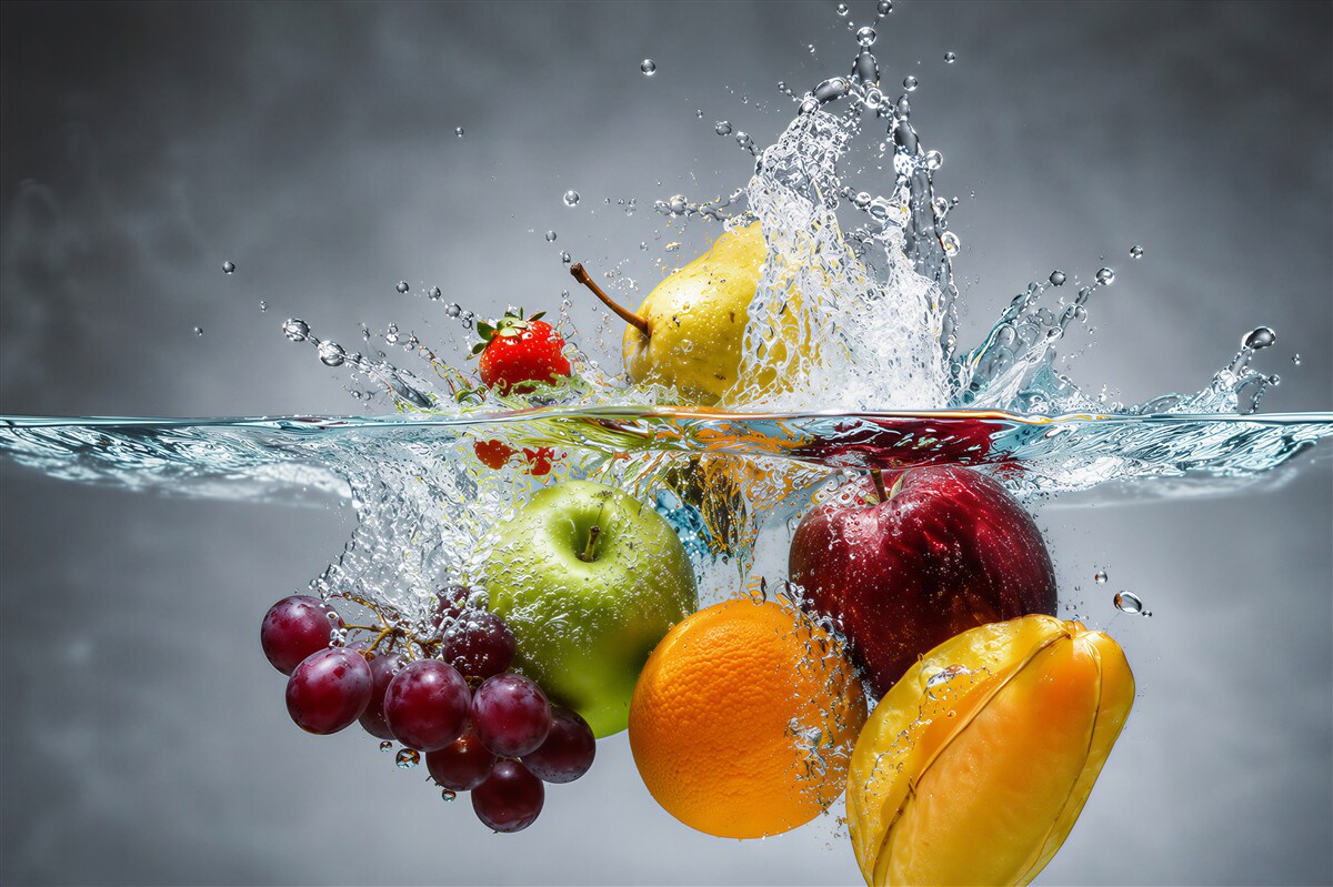 Papier peint fruits dans l'eau