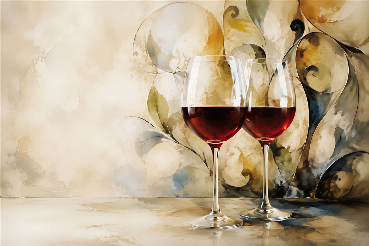 Papier peint motif de vin dans le style cubiste