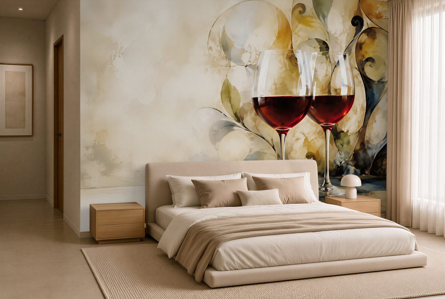 Papier peint motif de vin dans le style cubiste