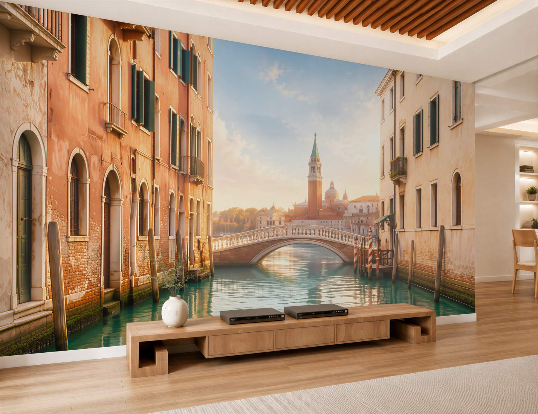 Papier peint canal avec vue sur le château à Venise