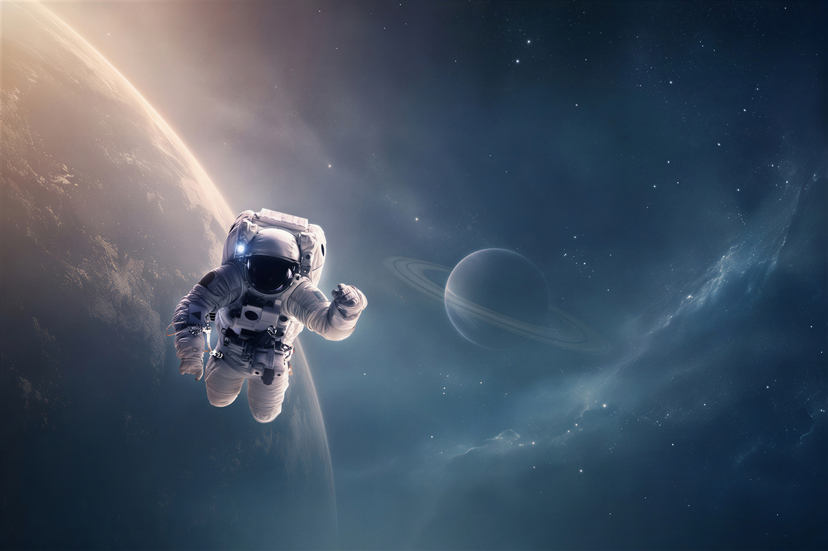 Papier peint astronaute devant Jupiter