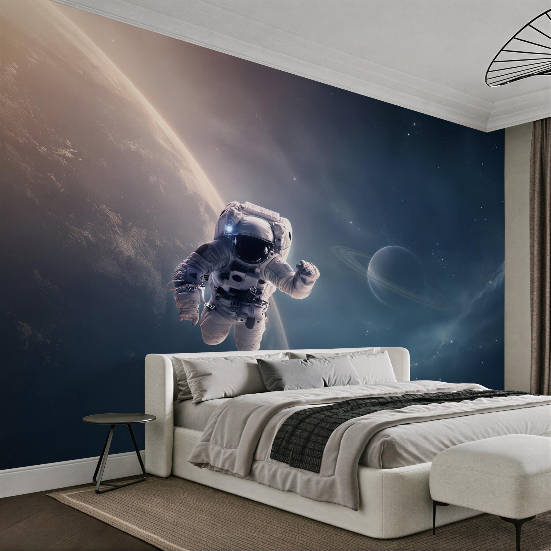 Papier peint astronaute devant Jupiter