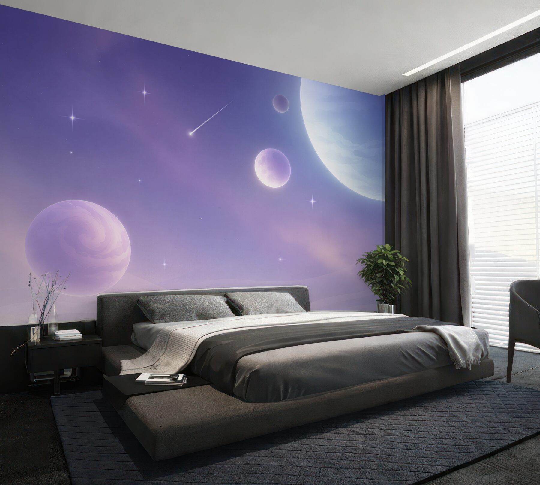 Papier peint planètes et étoiles dans l'espace