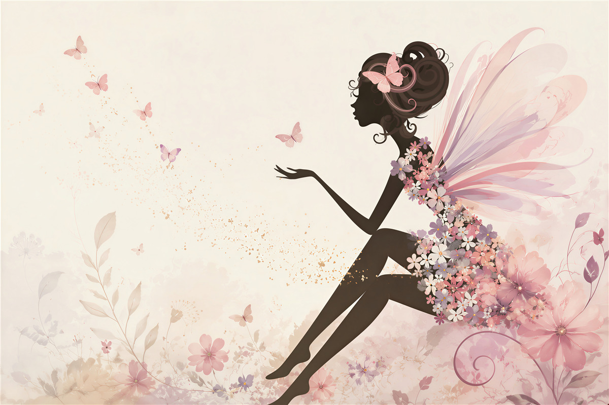 Papier peint fée florale printanière