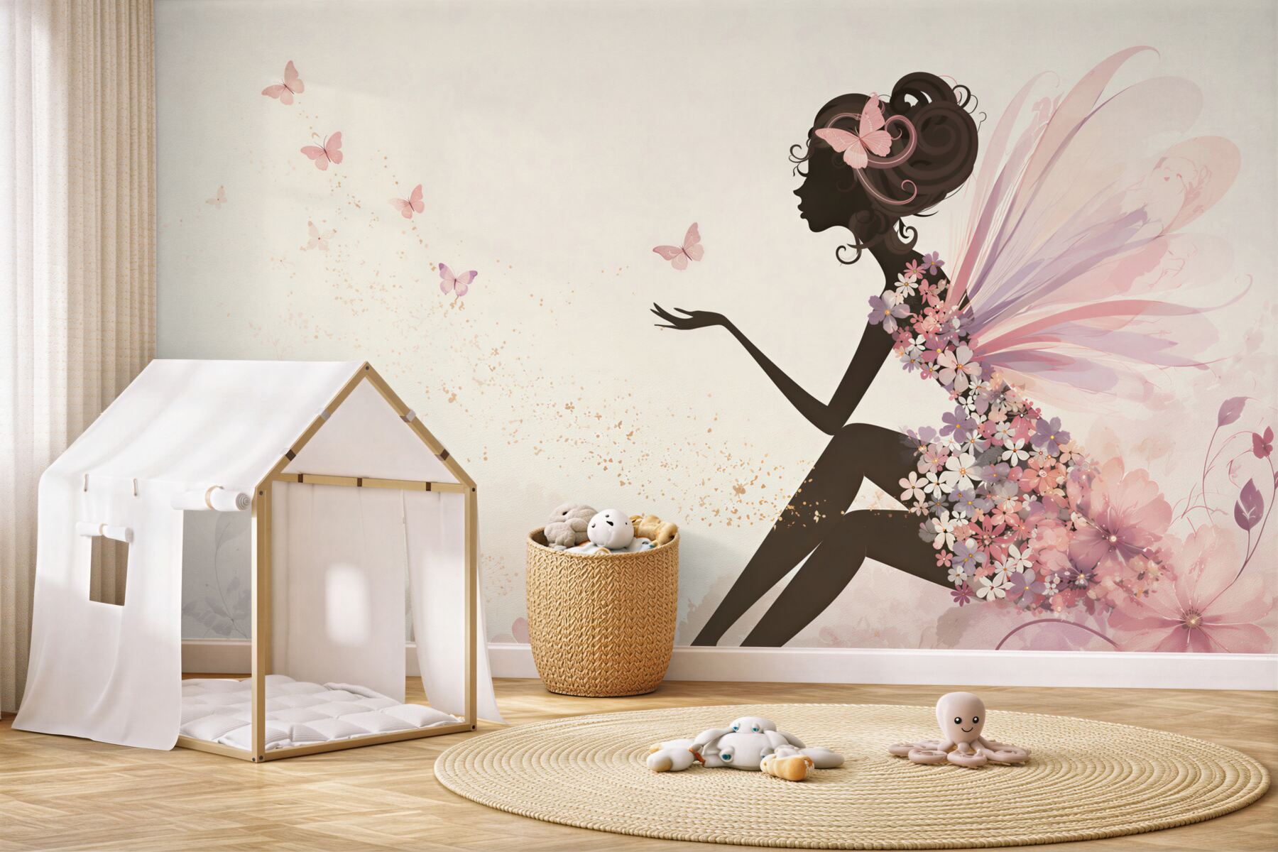 Papier peint fée florale printanière
