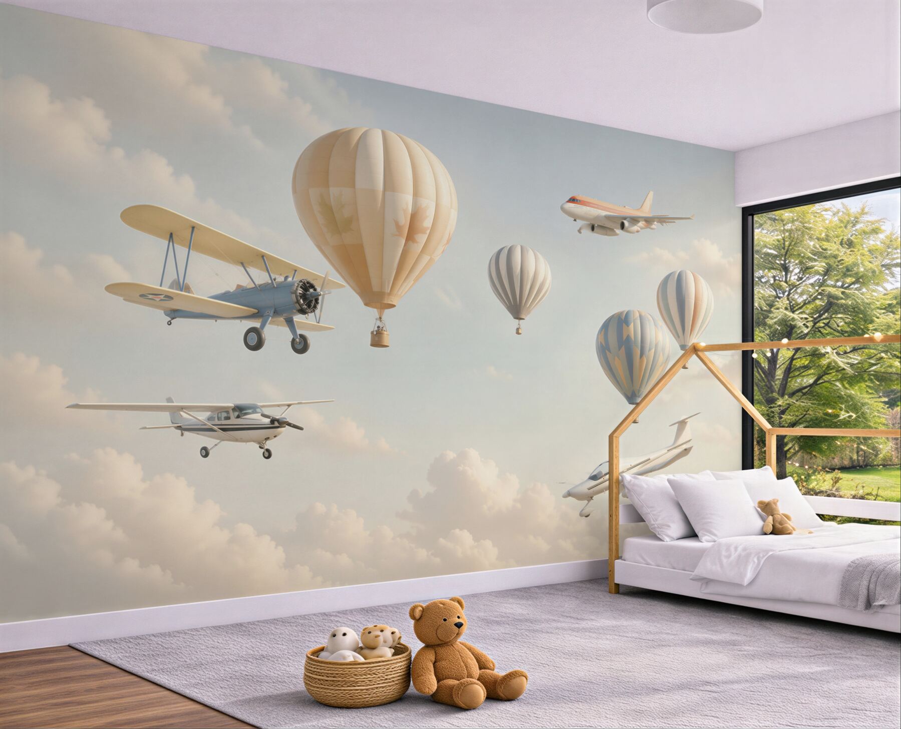 Papier peint compétition aérienne d'avions et de ballons