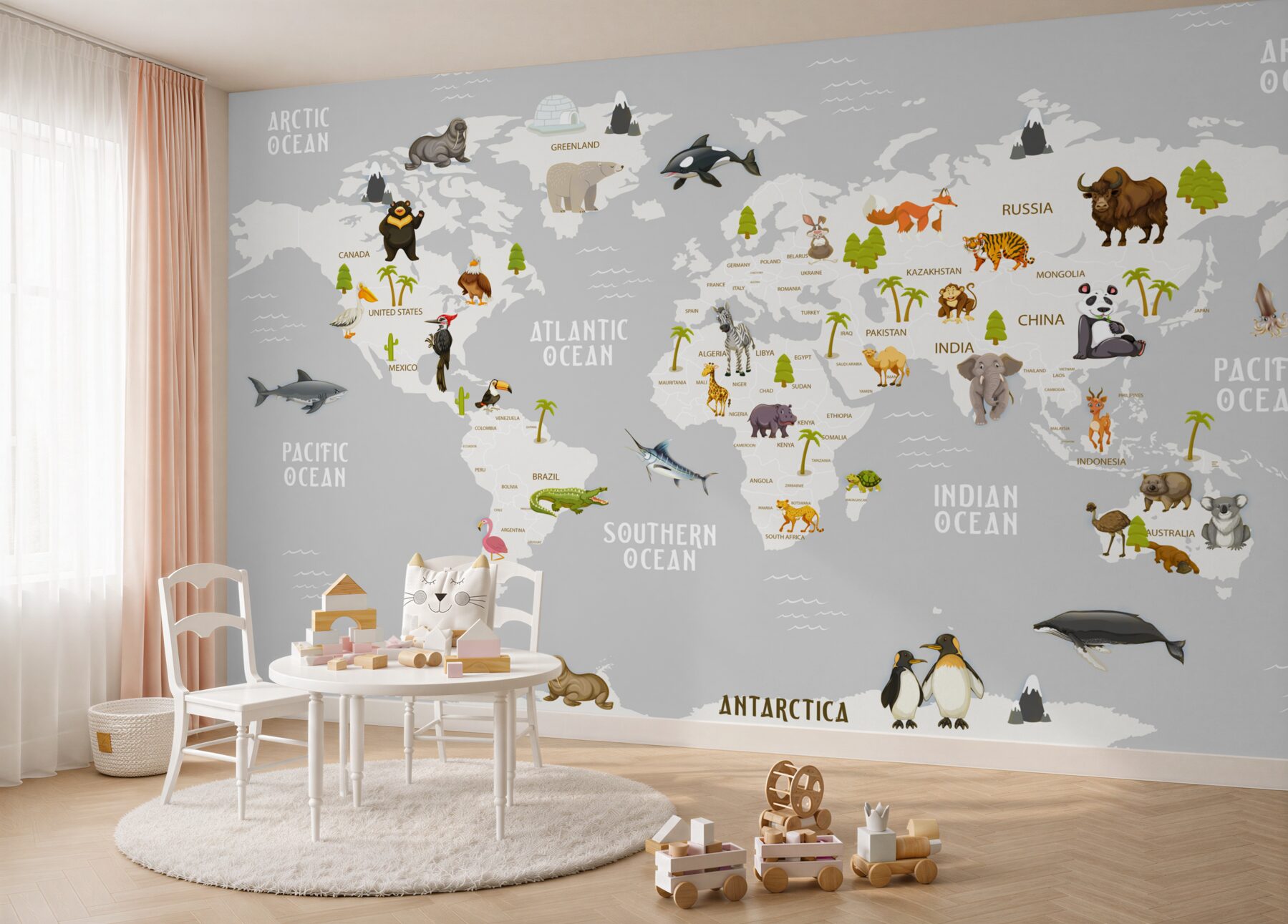 Papier peint carte des animaux sauvages