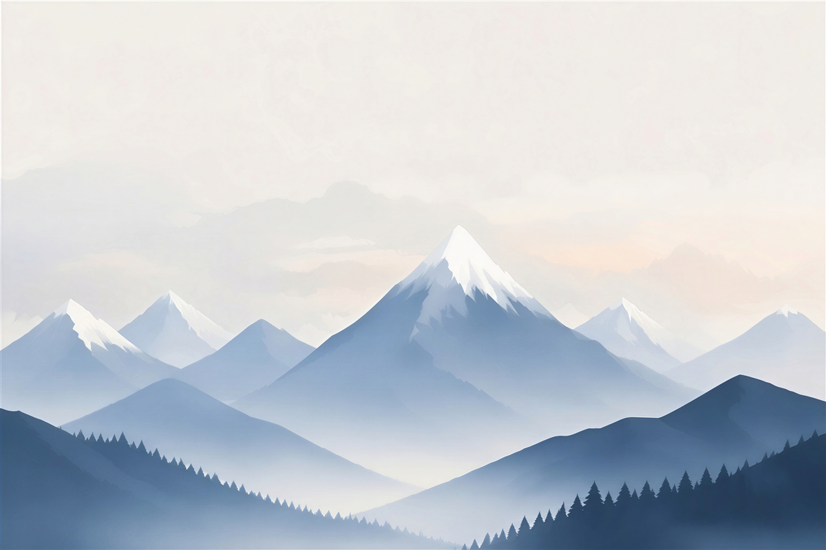 Papier peint silhouettes de montagnes bleues