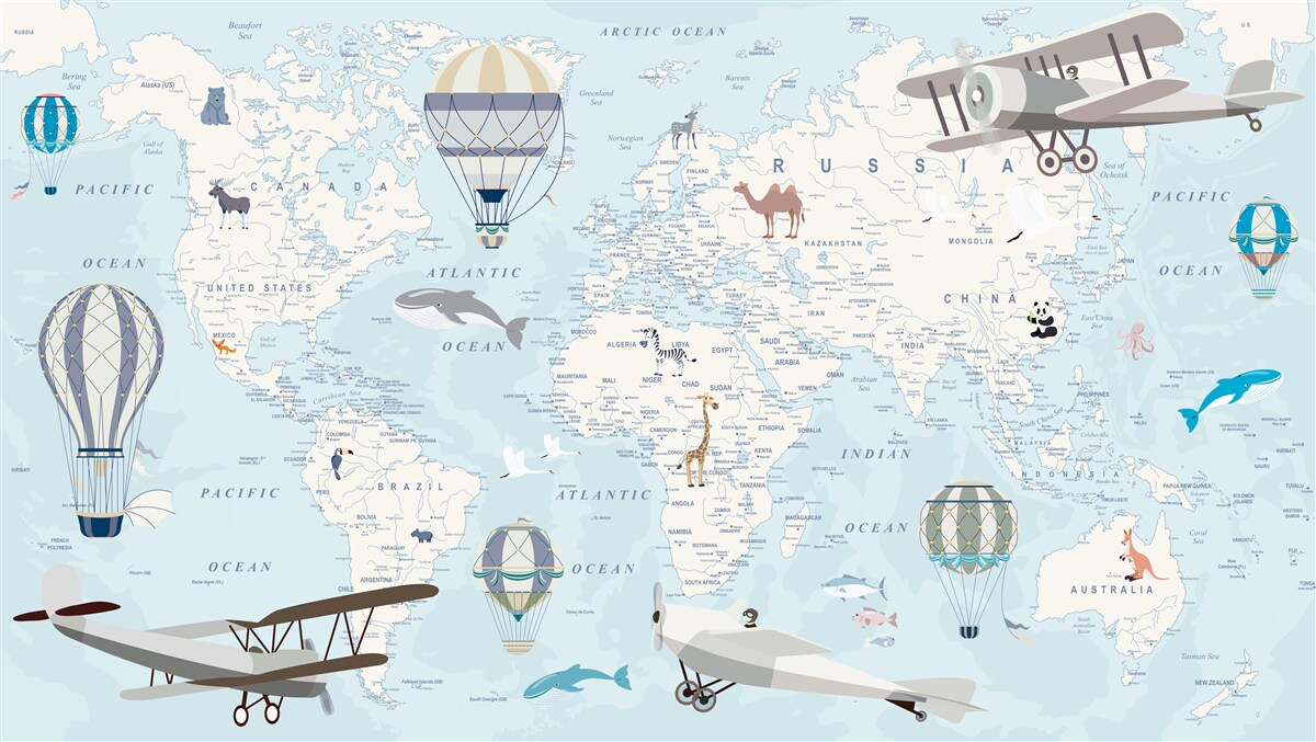Papier peint carte bleu clair avec détails